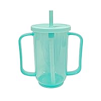 Adult Sippy Cups for Elderly 12oz Sippy Cup with 2 Handles No Spill Cups for Adults Straw Cups Dysphagia Cups for Disabled Patients