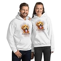 I Lick You Happy Golden Retriever Graphic Hoodie White Pullove Hoodie