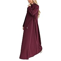 Womens Long Sleeve Muslim Dresses Ethnic Style Kaftan Abayas Long Sleeve Abaya Set Evening Gown