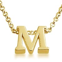 Initial Letter M Personalized Serif Font Small Pendant Necklace Thin 1mm Chain