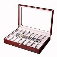 24 Grid Wooden Watch Box Case Holder Storage Box Men's Watch Women's Jewelry Box Display (Color : A, Size : One size)