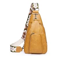 Sling Bag for Women Chest Purse Fanny Pack Hobo Crossbody Purses Hobo with Wide Guitar Strap Belt (yellow)