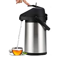 CHUNCIN - Pump Action Airpot Thermos Flask Drink Dispenser Catering Vacuum Insulating Air Pot Jug for Hot Cold Drink Tea Coffee Stainless Steel, Suitable for Hot Or Cold Drinks Up to 24 Hours,2.5L (S