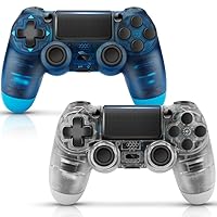 MUCUMO 2 Pack Controller for PS4 Controller,Remote Control for Playstation 4 Controller,Gaming Controller with Audio Jack/Motion Sensor/Long Battery Life for PS4/Slim/Pro,Crystal White and Blue