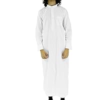 Hijaz Plain White Kids Thobe Authentic Arab Rode Kaftan for Boys With Pockets