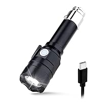 Small Flashlight Rechargeable with 12 Volt Car Cigarette Lighter & USB C Charge for Auto Vehicles Emergency, Car Escape, Outdoors, Daily Use