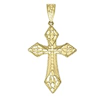 10k Gold Dc Nugget Mens Cross Height 62.7mm X Width 34.3mm Religious Charm Pendant Necklace Jewelry Gifts for Men