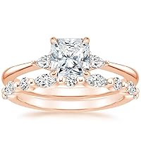 Radiant Cut Moissanite Diamond Engagement Ring, 2.00 CT, 10k Rose Gold, Wedding/Bridal Ring Set.