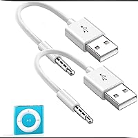 3.5mm Male AUX Audio Jack to USB 2.0 Male Charger Sync Data Compatible for iPod Shuffle 3rd 4th 5th /6/7 Gen MP3/MP4 USB Cables for cellphomes 2 pcs JimGumg 