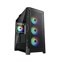 Cougar Gaming Mid Tower Case Duoface Pro RGB Supporting 390mm Graphics Card with Controller, Four RGB Fans and Two Distinct Front Panels Included (Mesh and Tempered Glass) (Black)