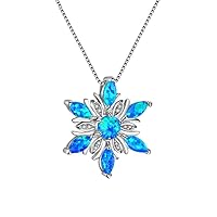 Created Opal Pendant Necklace And Fire Opal Zircon Snowflake Pendant Necklace,Blue Useful and Attractive