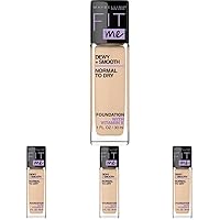 Maybelline Fit Me Dewy + Smooth Foundation Makeup, Classic Ivory, 1 Count (Pack of 4)