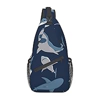 Ocean Shark Sling Backpack, Multipurpose Travel Hiking Daypack Rope Crossbody Shoulder Bag