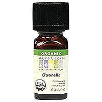 Aura Cacia Organic Essential Oil, Citronella, 0.25 Fluid Ounce