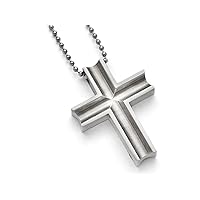Titanium Polished Cross Necklace 24 inch Stainless steel chain