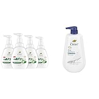 Dove Foaming Hand Wash Aloe & Eucalyptus Pack of 4 Protects Skin from Dryness & Body Wash with Pump Deep Moisture For Dry Skin Moisturizing Skin Cleanser 30.6 oz