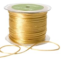 May Arts Ribbon, Gold Satin String 1/8-inch by 100-yard