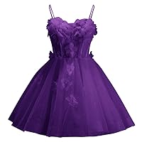 Spaghetti Straps Prom Dresses 2024 Lace Floral Homecoming Dress Short Party Dress for Teens