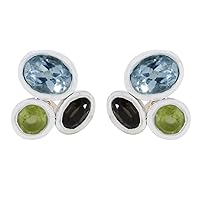 perfect 925 sterling silver earring multi silver earring multi earring oval earring bezel setting earring multi earring handamde jewelry for womens