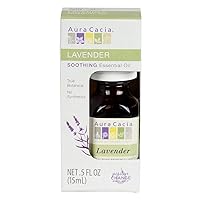 Aura Cacia 100% Pure Lavender Essential Oil, 0.5 fl. oz, Calm Relaxing Aroma, Therapeutic Grade, Ethically Sourced Lavender
