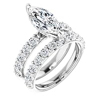 4 CT Marquise Cut VVS1 Colorless Moissanite Engagement Ring Set, Wedding/Bridal Ring Set, Sterling Silver Vintage Antique Anniversary Promise Ring Set Gift for Her