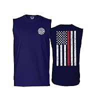 American Flag Thin Red Line Firefighter Support Seal Men's Muscle Tank Sleeveles t Shirt