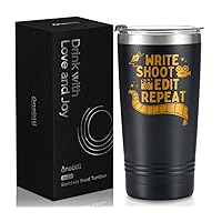 Onebttl Gifts for Aspiring Filmmakers, Director Gifts, Theater Gifts on Filmmaker Day, Birthday and Christmas, 20 oz Insulated Stainless Steel Tumbler - Write shoot edit repeat