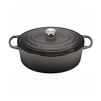 Le Creuset 9 1/2 Qt. Signature Oval Dutch Oven w/Additional Engraved Personalized Stainless Steel Knob - Oyster