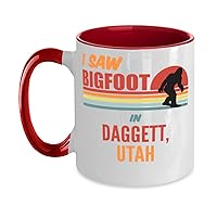 I Saw Bigfoot In Daggett Utah Two-Tone Coffee Mug 11oz, Red