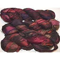 Sari Pure Silk 100g Ribbon Yarn Recycled Sari Silk Ribbon Yarn Multicolored Brown