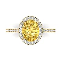 2.83ct Oval Cut Solitaire with Accent Halo Natural Orange Citrine designer Modern Statement Ring Solid 14k Yellow Gold