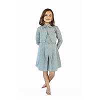 Girls Two Piece Trench Coat Styled Short Length Dress/Covered Belt Buckle | Sagebrush Green