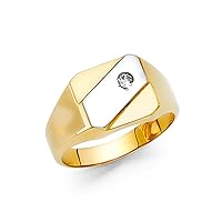 14k Yellow Gold and White Gold CZ Cubic Zirconia Simulated Diamond Mens Ring Size 10 Jewelry for Men