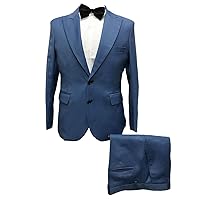 Mens Suits Slim Fit Blue 3 Piece (Jacket+Pants+Bowtie)