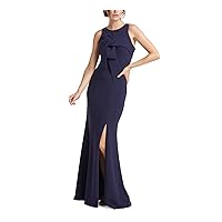 JS Collections Womens Halter Bow Evening Dress Navy 2
