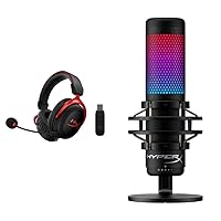 HyperX Cloud II Wireless - Gaming Headset for PC, PS4/PS5 & QuadCast S – RGB USB Condenser Microphone for PC, PS4, PS5 and Mac, Anti-Vibration Shock Mount, 4 Polar Patterns, Discord