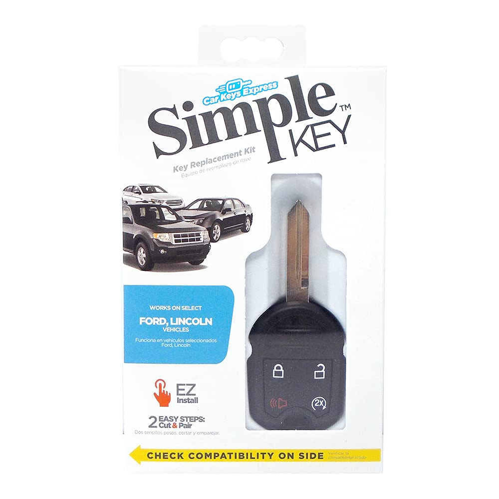 Simple Key Programmer with 4 Button Remote Start Key - fits Ford & Lincoln Vehicles (Program Key Yourself)