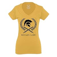 American Come and Take Greek Molon Labe Spartan Workout for Women V Neck Fitted T Shirt