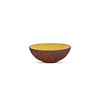 Handmade 8-inch Decorative Rustic Terracotta Bowl: Unique Gift! Ideal for Serving, Salad, Snacks, Fruit, Candy, and Decorating. Leaf-Yellow