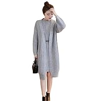 Loose Knitted Dress Casual Mid-Lenght Cardigan Winter Knitwears Dresses