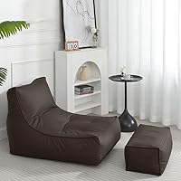 Bean Bag Chair, Faux Leather Bean Bag Sofa, Lazy Bean Bag Chairs for Kids and Adults, Outdoor Indoor Soft and Comfortable Lounge Chair for Living Room, Bedroom (Color : G)