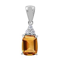 Multi Choice Octagon Shape Gemstone 925 Sterling Silver Solitaire Pendant Jewelry Gift For Her