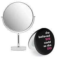 MIRRORVANA XXLarge Oversized 3X Magnifying Mirror and Cute Handheld Folding Compact Mirror for Travel with 7X Magnification, 5