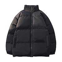 Men's Puffer Jackets Big And Tall 2023 Winter Coat Padded Zip Up Stand Collar Drop Shoulder Quilted Bubble Jackets