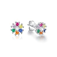 Titanium Earrings flower Earrings Stud for Sensitive Ears Surgical Stainless Steel Cubic Zirconia Earrings for Women Girls…