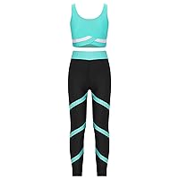 TiaoBug Kid Girls Crop Tank Top and Leggings Yoga Pants Set 2 Pieces Dance Sports Tracksuit Set Gym Yoga Workout Outfits