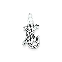 Sterling Silver Antiqued Alligator Pendant Necklace Chain Included