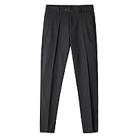 Men Stylish Slim Stretch Dress Pant Pinstripe Skinny Fit Flat Front Suit Pant Business Lightweight Striped Trousers