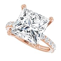 Princess Cut Moissanite Petite Ring 5 Carat Engagement Ring Promise Gifts for Her Accented Moissanite prong Setting Ring