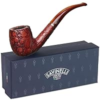 Alligator Savinelli Pipe - Briar Tobacco Pipe, Italian Artisan Pipe, Handmade Tobacco Pipe, Small Lightweight & Hand Crafted Wooden Tobacco Pipes, 6mm, Red, 606 KS